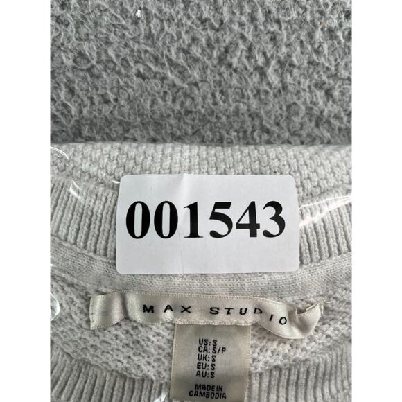 Max Studio Sweater Womens Small White Ivory Long Sleeve Button Accent Cut Comfy - Picture 9 of 9